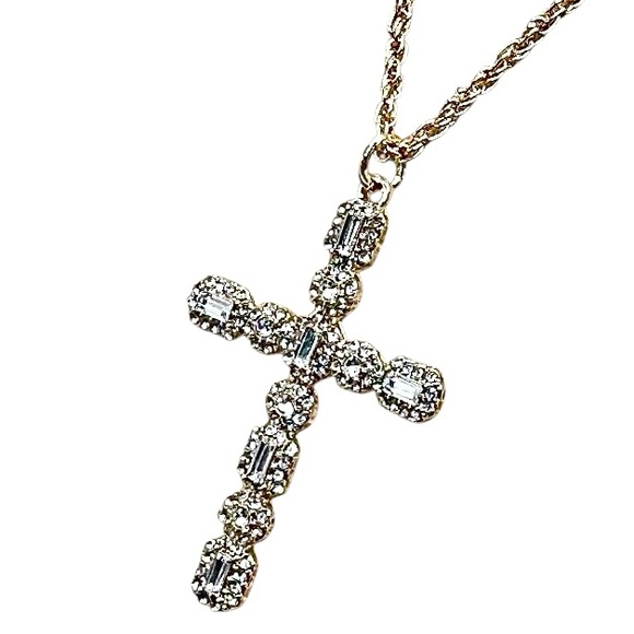 8 Other Reasons Jewelry - 8 Other Reasons NWT Jeweled Cross Pendant Gold Toned Necklace